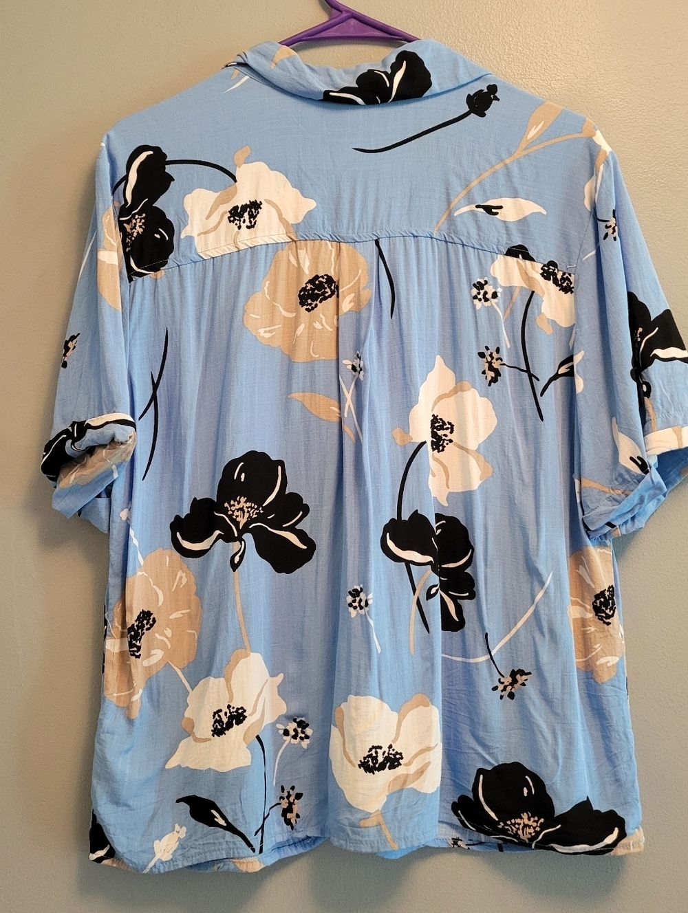 Who What Wear Floral Button Up Shirt Large Rayon Summer Chic Short Sleeve - Picture 6 of 6